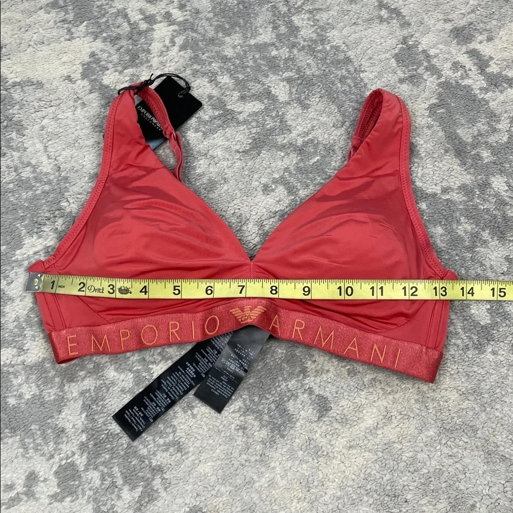 NWT Emporio Armani Underwear Padded Triangle Bralette Bra Rust Red Sz M